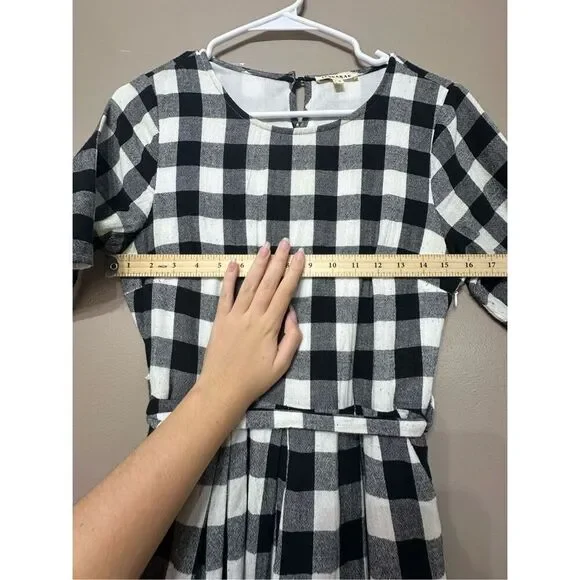 NWOT Jessakae Black & White Plaid Picnic Waist Tie Mini Dress Women's Small - Picture 7 of 13